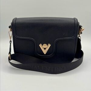 Valentino Black Orlandi Shoulder Bag with Additional Wallet.
